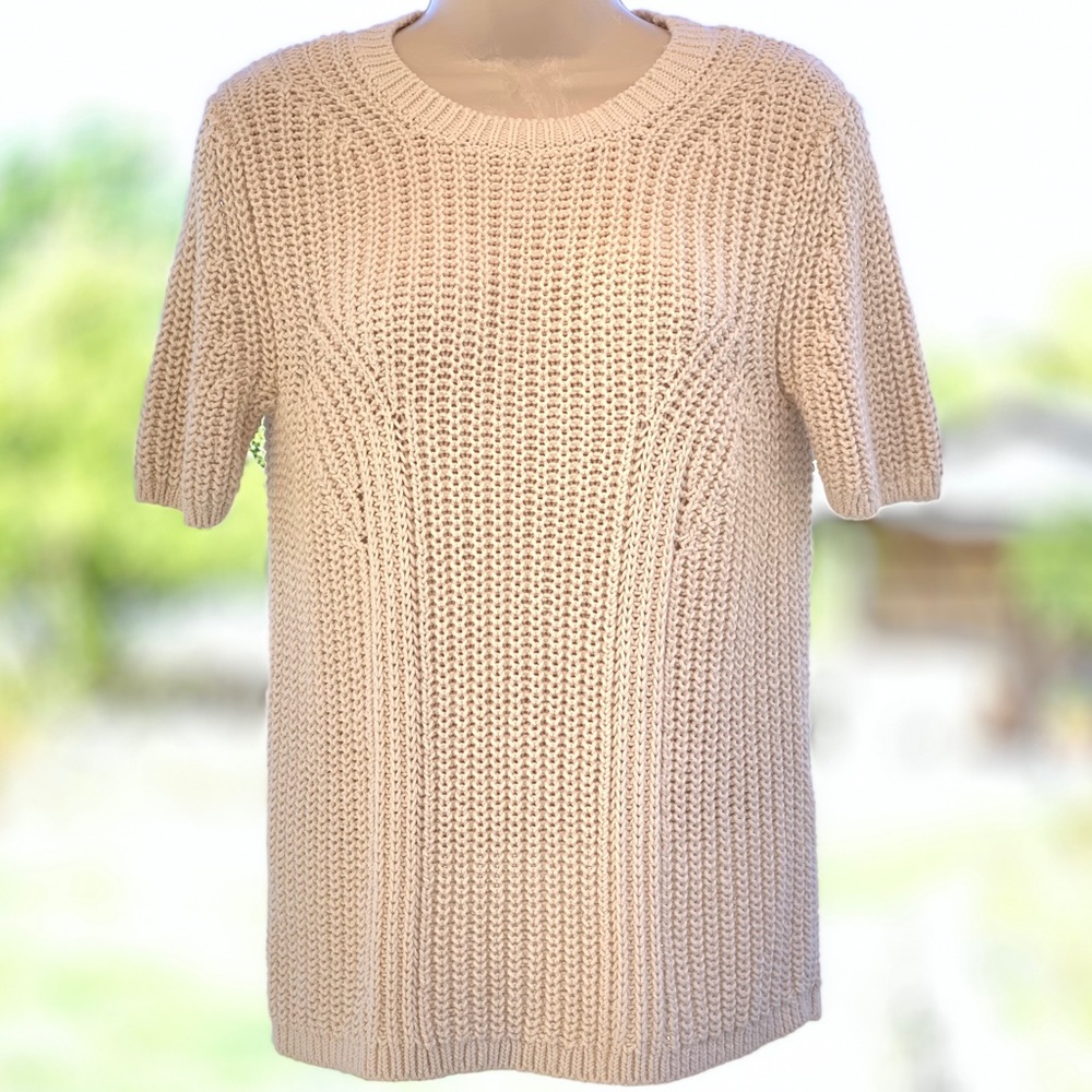 Banana Republic Beige Chunky Knit Short Sleeve Sweater ~ Size XS
